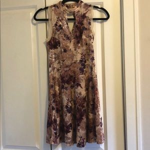 Crushed velvet floral dress